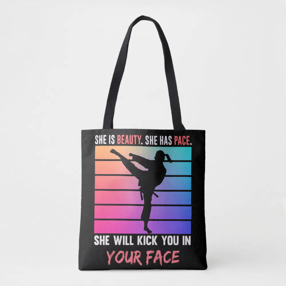 beauty karate girl kick you taekwondo jiu jitsu tote bag r9612a63d8a7e403191d33984835ef04f 6kcf1 1000 - Karate Gifts