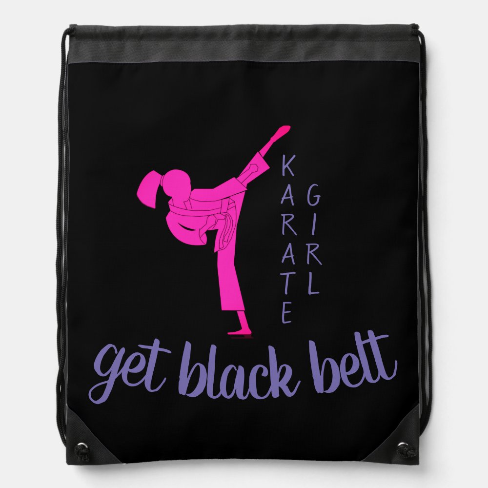 pink purple black trendy sports karate girl drawstring bag - Karate Gifts