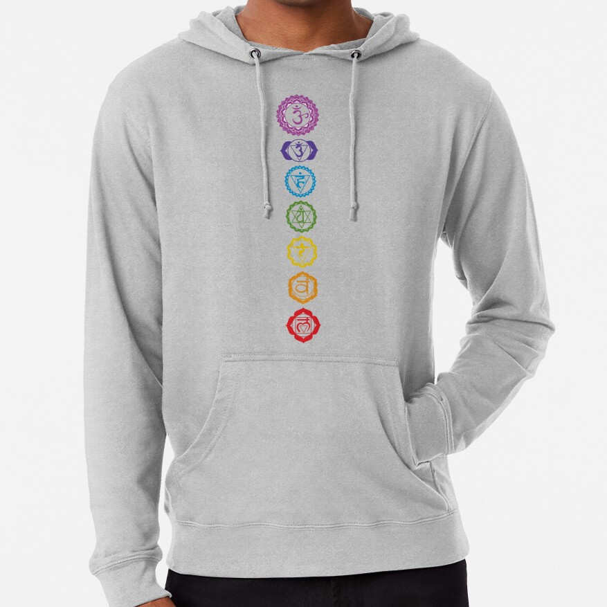 ssrcolightweight_hoodiemensheather_greyfrontsquare_productx1000-bgf8f8f8-14 Chakras - The 7 Centers Of Force Hoodie Official Karate Merch