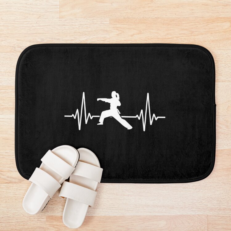 urbathmat_flatlay_context_smallsquare750x1000.1u5-14 Karate Heartbeat Bath Mat Official Karate Merch