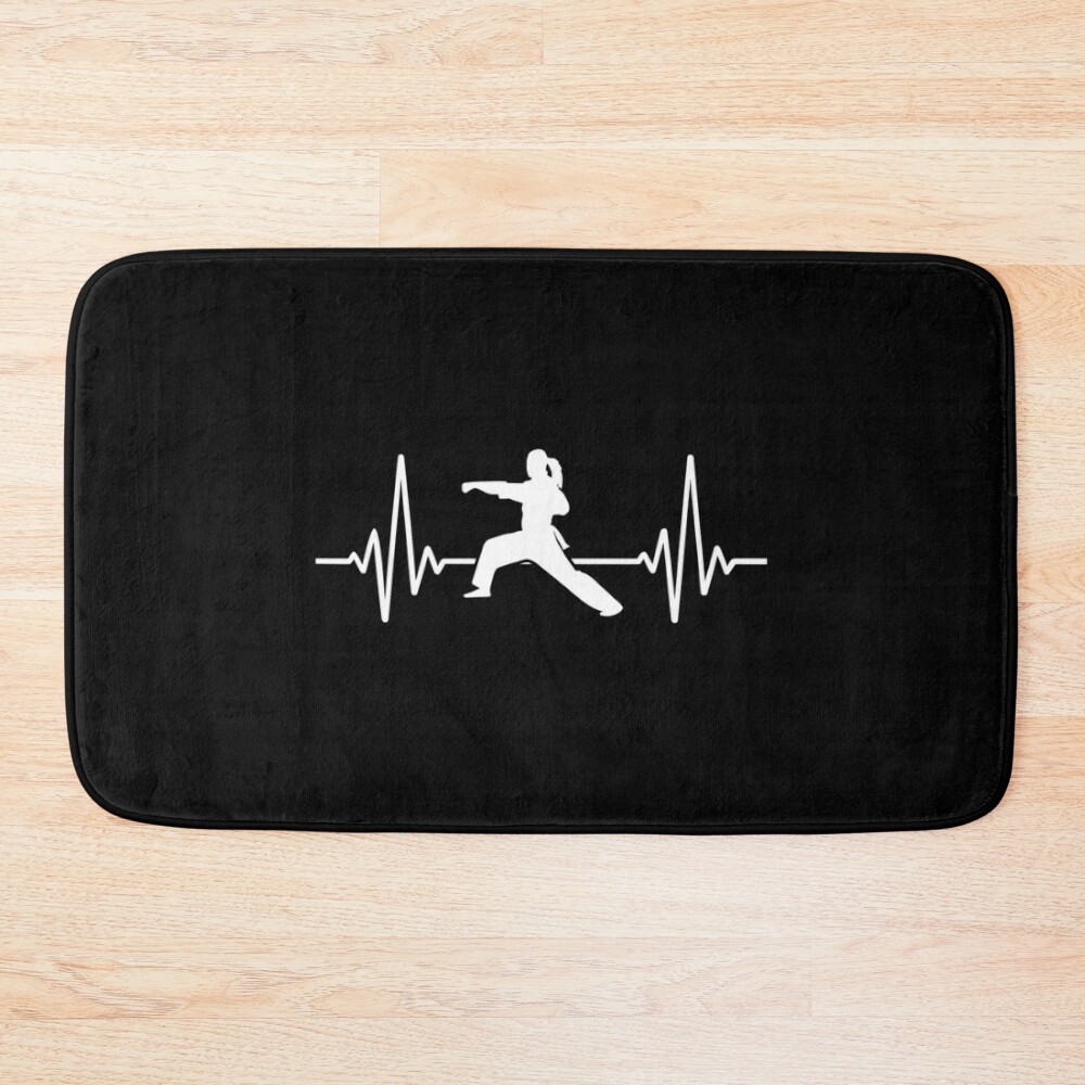 urbathmat_flatlay_largesquare1000x1000.1u5-14 Karate Heartbeat Bath Mat Official Karate Merch