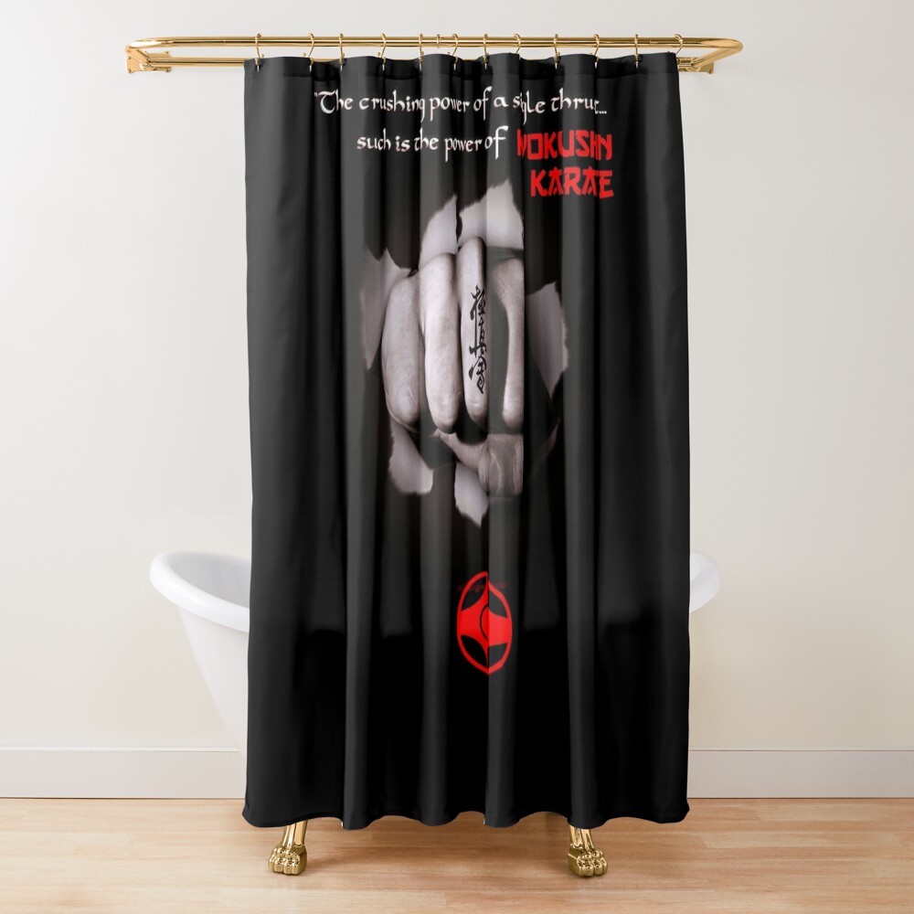 urshower_curtain_closedsquare1000x1000.1-3 Kyokushin Karate Power Strike Shower Curtain Official Karate Merch