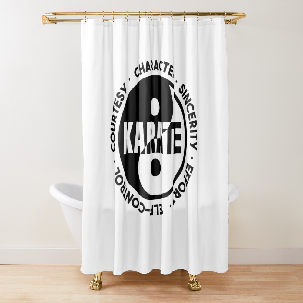 urshower_curtain_closedsquare1000x1000.1-5 Karate Logo Shower Curtain Official Karate Merch
