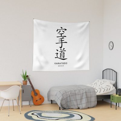 Karate Martial Arts, Japanese Kanji White Tapestry Official Karate Merch