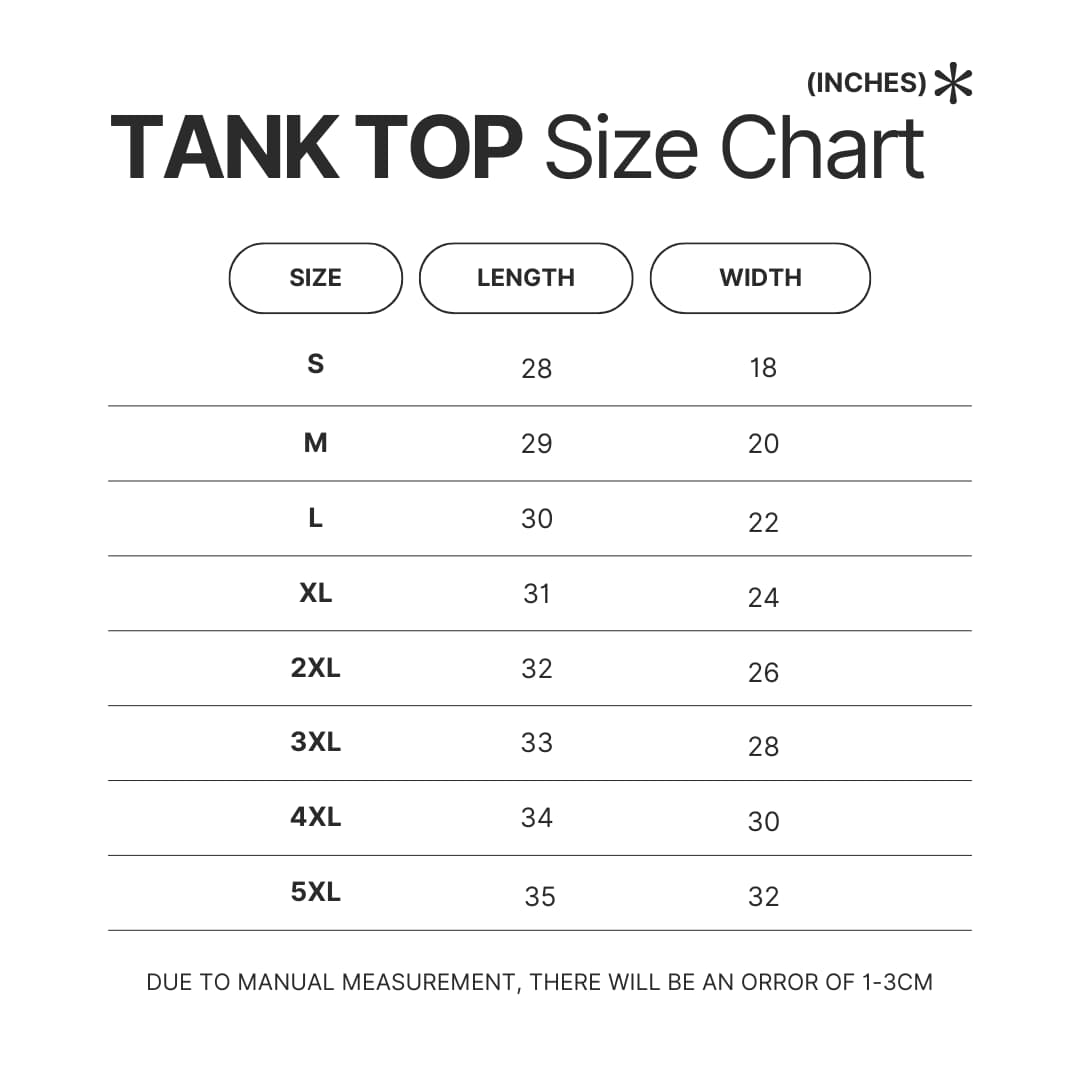Tank Top Size Chart - Karate Gifts
